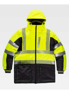 Parka alta visibilidad acolchada e impermeable Workteam C3515 Amarillo-negro