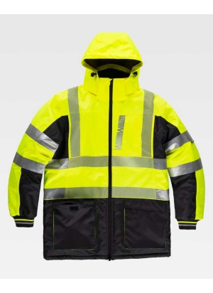 Parka alta visibilidad acolchada e impermeable Workteam C3515 Amarillo-negro