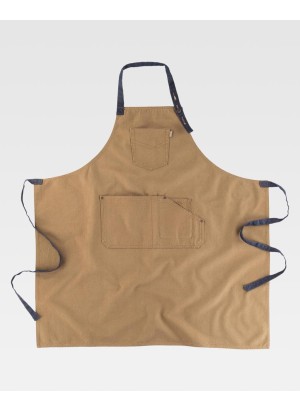 Delantal de camarero con peto Workteam M712 Beige