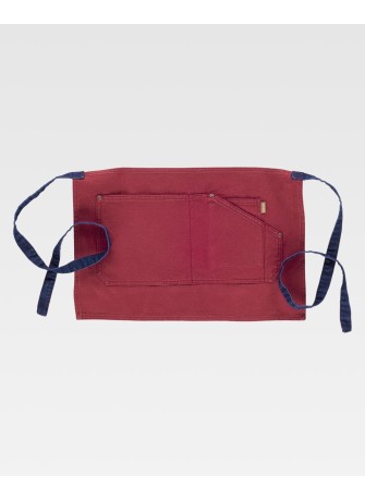 Delantal de camarero corto con bolsillo 100% algodón Workteam M713 Granate