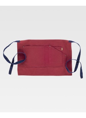 Delantal de camarero corto con bolsillo 100% algodón Workteam M713 Granate