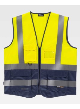 Chaleco alta visibilidad con identificador Workteam C3606 Marino-Amarillo