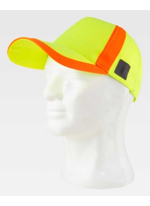 Gorra alta visibilidad con velcro Workteam WFA944 Amarillo Flúor-Naranja Flúor