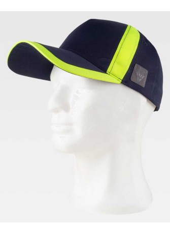 Gorra alta visibilidad con velcro Workteam WFA944 Gris oscuro-Naranja Flúor