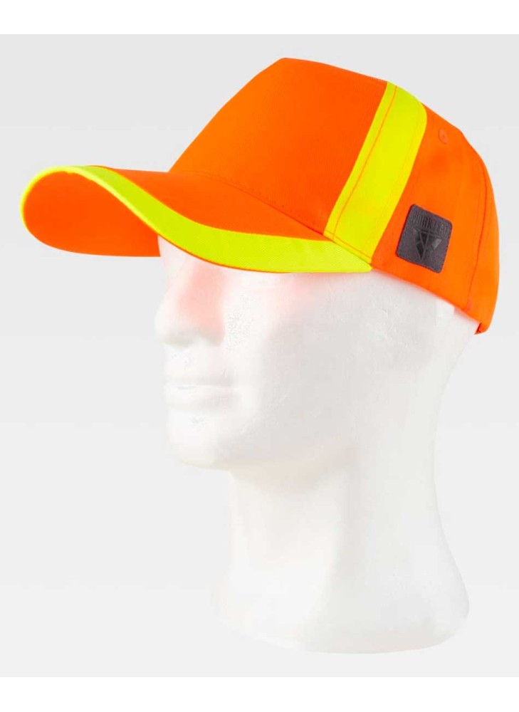 Gorra alta visibilidad con velcro Workteam WFA944 Naranja Flúor-Amarillo Flúor