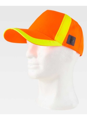 Gorra alta visibilidad con velcro Workteam WFA944 Naranja Flúor-Amarillo Flúor