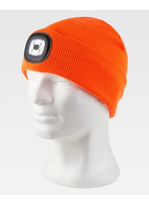 Gorro de punto con luz frontal Woryteam WFA921 Naranja