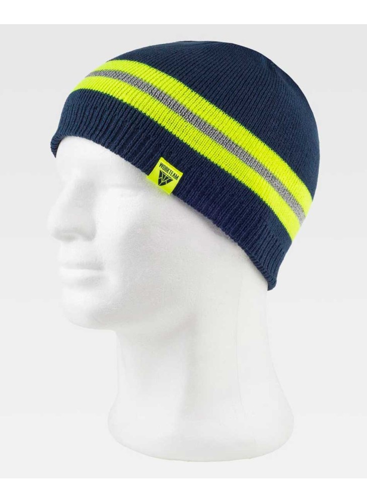Gorro de trabajo de punto reflectante Workteam WFA919 Marino-Amarillo