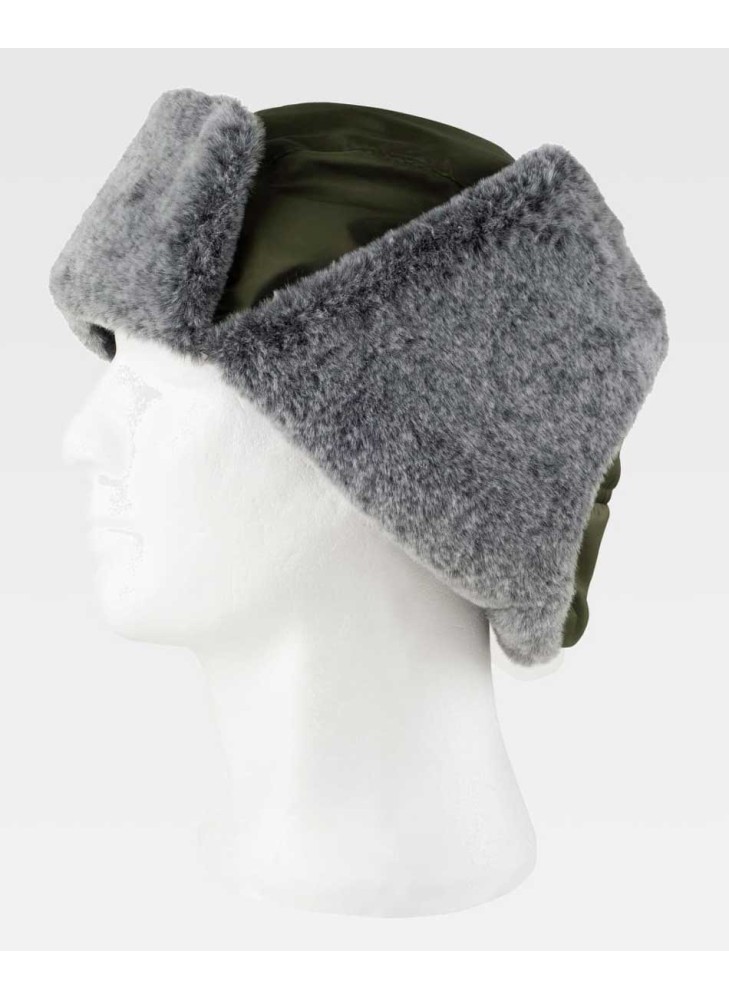 Gorro protección con orejeras forrado y acolchado Workteam WFA936 Verde caza-gris