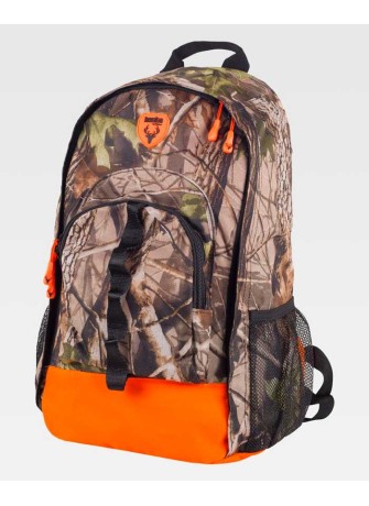 Mochila de trabajo estampada alta capacidad Workteam WFA420 Camuflaje bosque-naranja