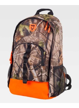 Mochila de trabajo estampada alta capacidad Workteam WFA420 Camuflaje bosque-naranja