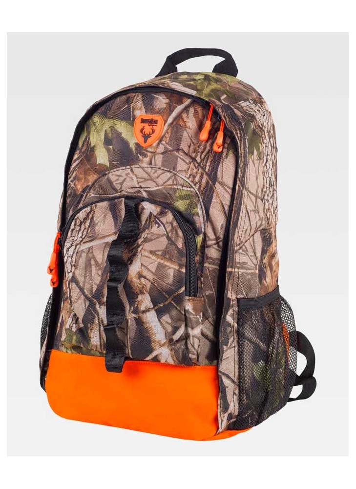 Mochila de trabajo estampada alta capacidad Workteam WFA420 Camuflaje bosque-naranja