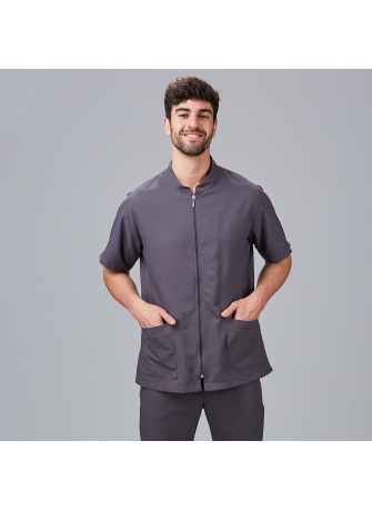Chaqueta sanitaria semiajustada microfibra Gris marengo