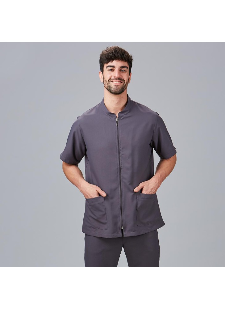 Chaqueta sanitaria semiajustada microfibra Gris marengo