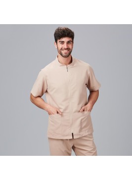 Chaqueta sanitaria semiajustada microfibra Garys Beige