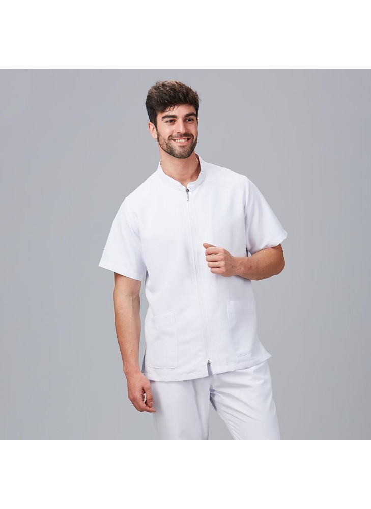 Chaqueta sanitaria semiajustada microfibra Blanca