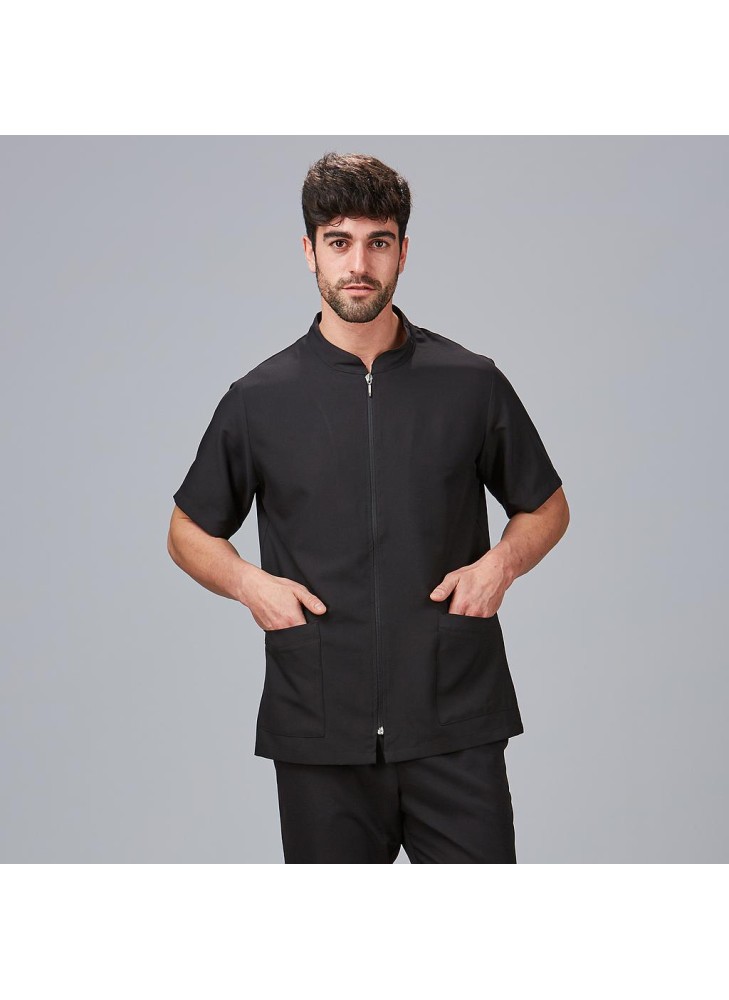Chaqueta sanitaria semiajustada microfibra Garys Negro