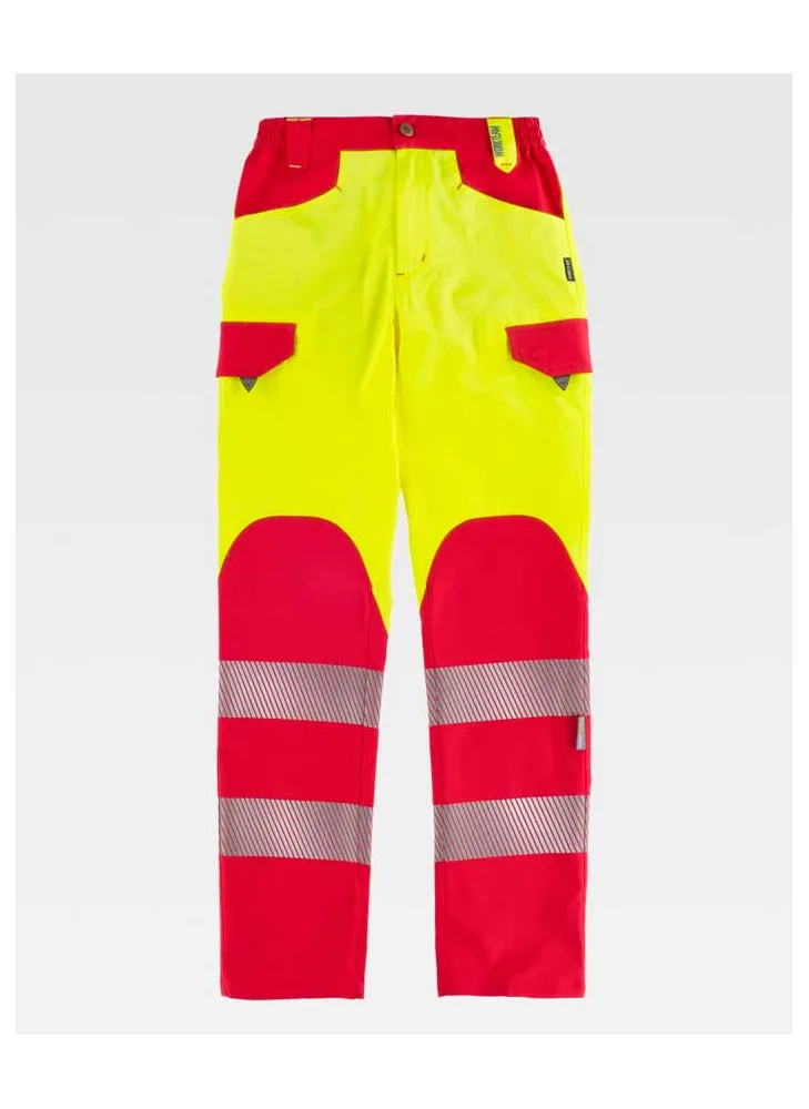 Pantalón alta visibilidad Workteam C2715 Amarillo-rojo