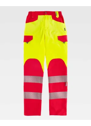 Pantalón alta visibilidad Workteam C2715 Amarillo-rojo