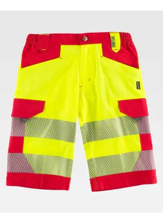 Bermudas Alta visibilidad Workteam C2707 Amarillo-rojo