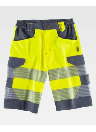 Bermudas Alta visibilidad Workteam C2707 Amarillo-gris oscuro