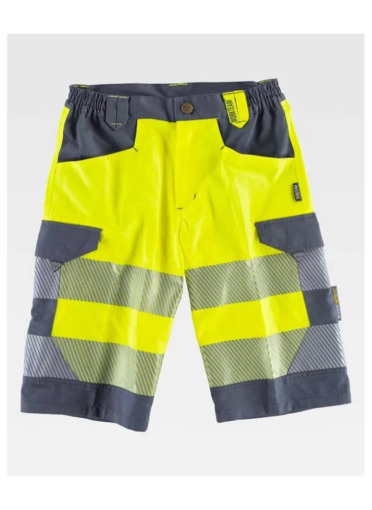 Bermudas Alta visibilidad Workteam C2707 Amarillo-gris oscuro