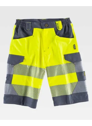 Bermudas Alta visibilidad Workteam C2707 Amarillo-gris oscuro