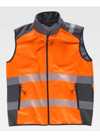 Chaleco de trabajo Workshell Workteam S9231 naranja-gris oscuro