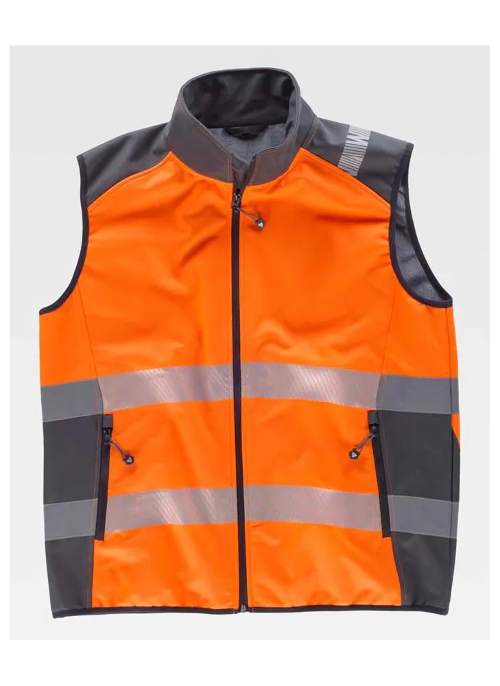 Chaleco de trabajo Workshell Workteam S9231 naranja-gris oscuro