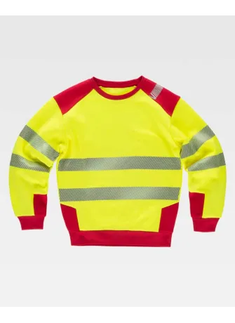 Sudadera cuello redondo de alta visibilidad Workteam C9041 Amarillo-rojo