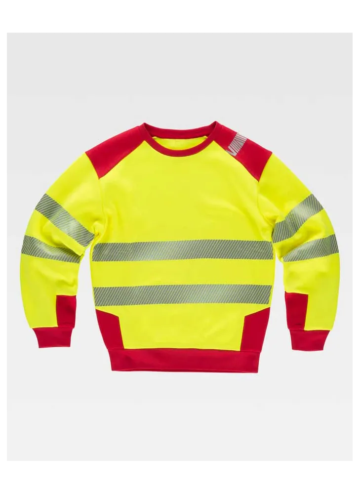Sudadera cuello redondo de alta visibilidad Workteam C9041 Amarillo-rojo