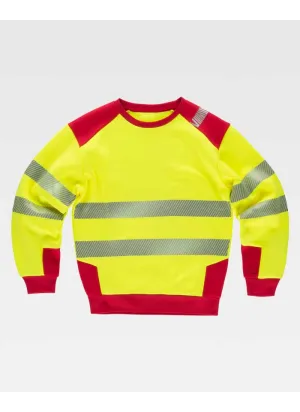 Sudadera cuello redondo de alta visibilidad Workteam C9041 Amarillo-rojo