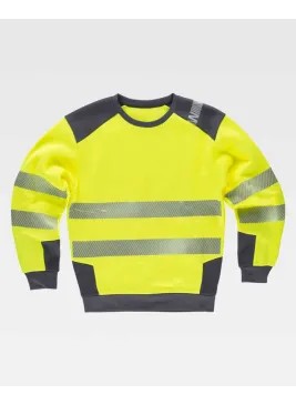 Sudadera cuello redondo de alta visibilidad Workteam C9041 Amarillo-gris oscuro