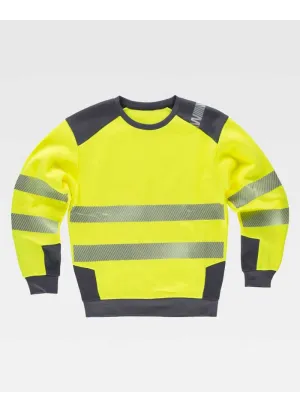 Sudadera cuello redondo de alta visibilidad Workteam C9041 Amarillo-gris oscuro