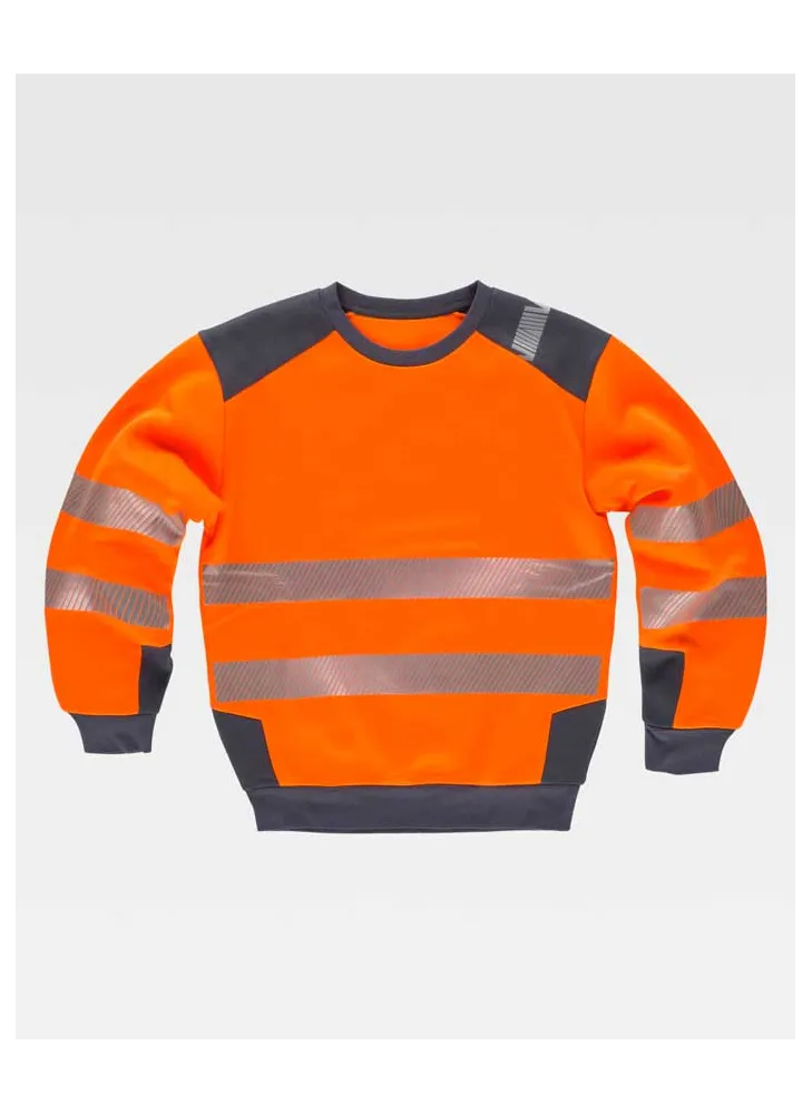 Sudadera cuello redondo de alta visibilidad Workteam C9041 naranja-gris oscuro