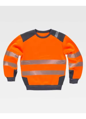 Sudadera cuello redondo de alta visibilidad Workteam C9041 naranja-gris oscuro