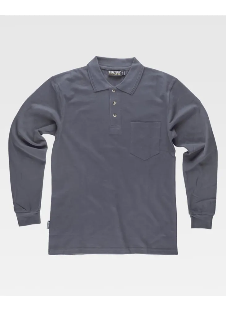 Polo de trabajo manga larga Workteam S6508 Gris