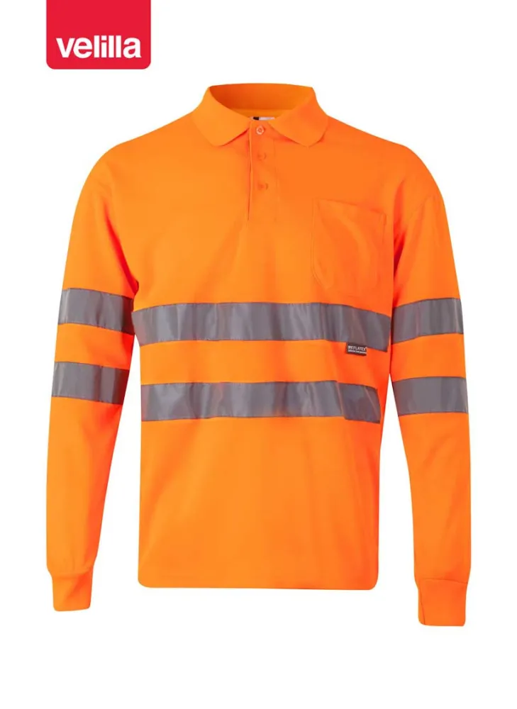 Polo de alta visibilidad manga larga Velilla 174 Naranja