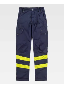 Pantalón de alta visibilidad combinado Elástico Workteam C3223 Marino-amarillo