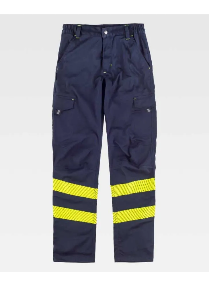 Pantalón de alta visibilidad combinado Elástico Workteam C3223 Marino-amarillo
