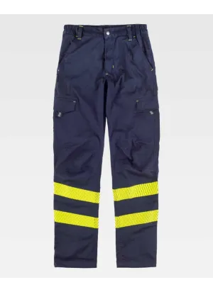 Pantalón de alta visibilidad combinado Elástico Workteam C3223 Marino-amarillo