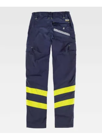 Pantalón de alta visibilidad combinado Elástico Workteam C3223 Marino-amarillo