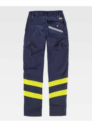 Pantalón de alta visibilidad combinado Elástico Workteam C3223 Marino-amarillo