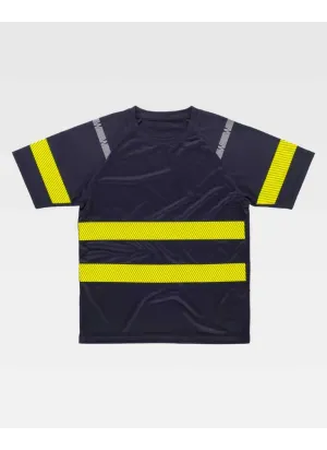 Camiseta de alta visibilidad manga corta transpirable Workteam C3978 marino-Amarillo