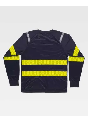 Camiseta de trabajo reflectante manga larga poliéster Marino-Amarillo