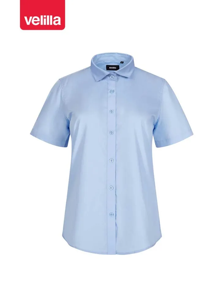 Camisa de trabajo de mujer manga corta velilla 405010 Celeste