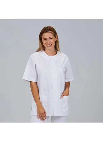 Blusa sanitaria de botones unisex Garys 602000 blanca