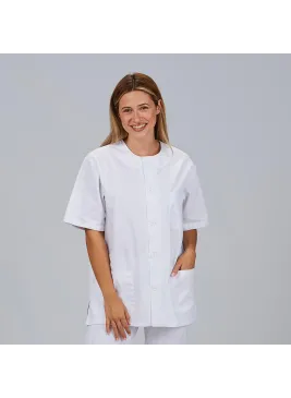 Blusa sanitaria de botones unisex Garys 602000 blanca