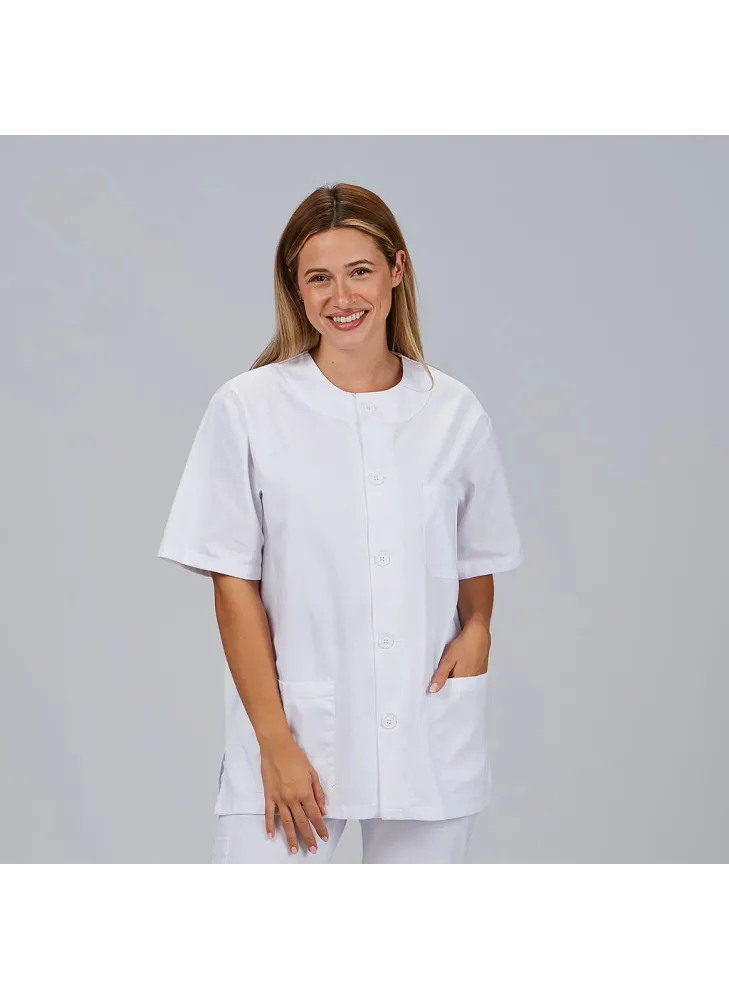 Blusa sanitaria de botones unisex Garys 602000 blanca