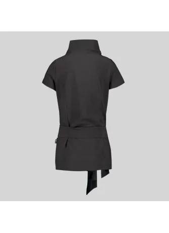 Blusa de estetica elástica semiajustada con cinturón negra